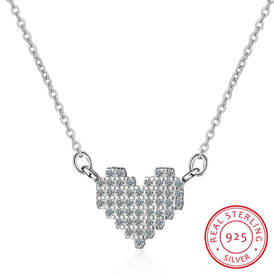 925 Sterling Silver Zirconia Heart Necklaces & Pendants Pure Sterling Silver Chain Necklace Jewelry Collar Colar De Plata