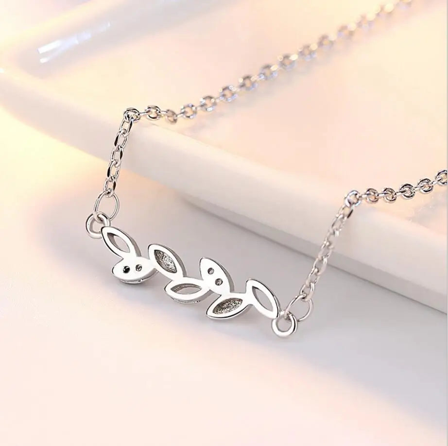 Simple 925 Sterling Silver Zirconia Leaf Necklace For Women Girl Birthday Gift Clavicle Chain collares S-N244