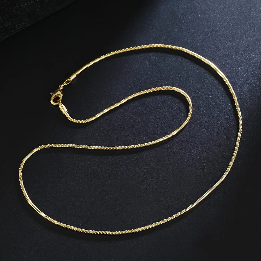10pcs/lot Wholesale Fashion Golden Necklace Chains,2mm Snake Chain Necklace 16"-30",pick Length