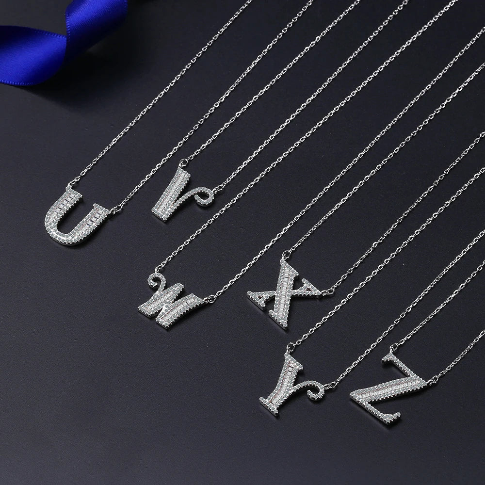 Fashion 26 Letters Pendants 5A Cz 925 Sterling silver Wedding Pendant with Necklaces for Women Wedding Party jewelry