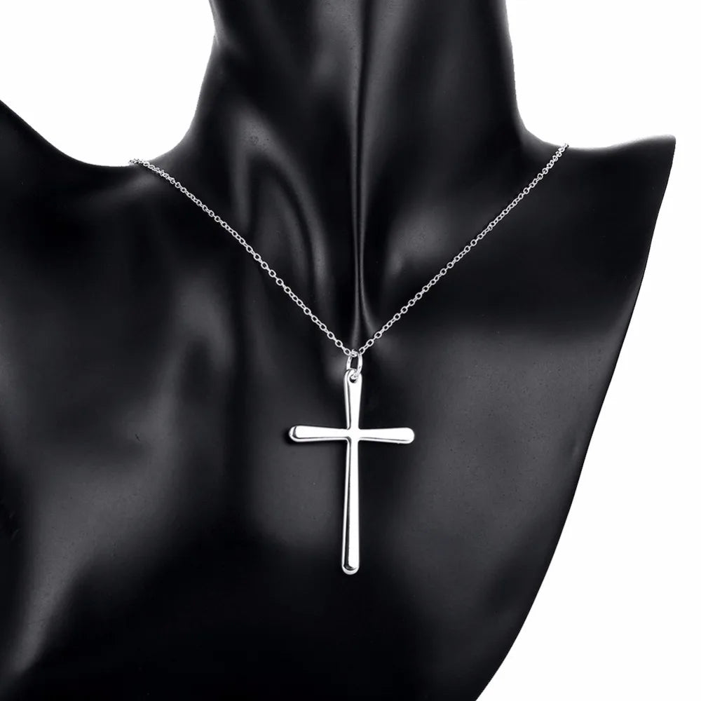 Lekani New Arrival Cool Girl Simple Cross 925 Sterling Silver Fine Jewelry Popular Clavicle Chain Pendant Necklaces N425