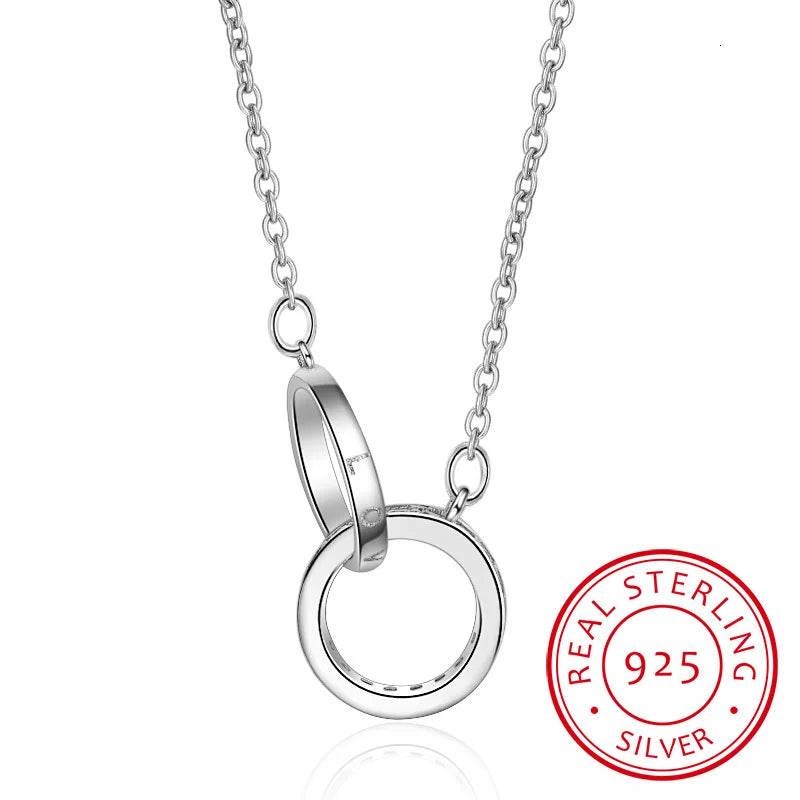 Free Shipping 925 Sterling Silver Circle Necklaces Pendants Women Necklaces&pendants Jewelry Collar Colar De Plata 925