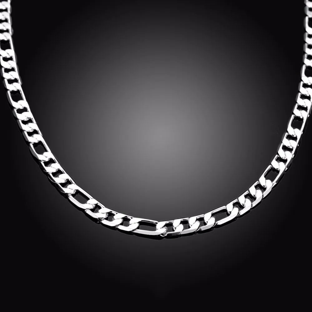 Lekani 20 Inch 10mm Trendy Men 925 Silver Necklace Chain For Women Party Fashion Silver Figaro Chain Necklace Boy Accessories