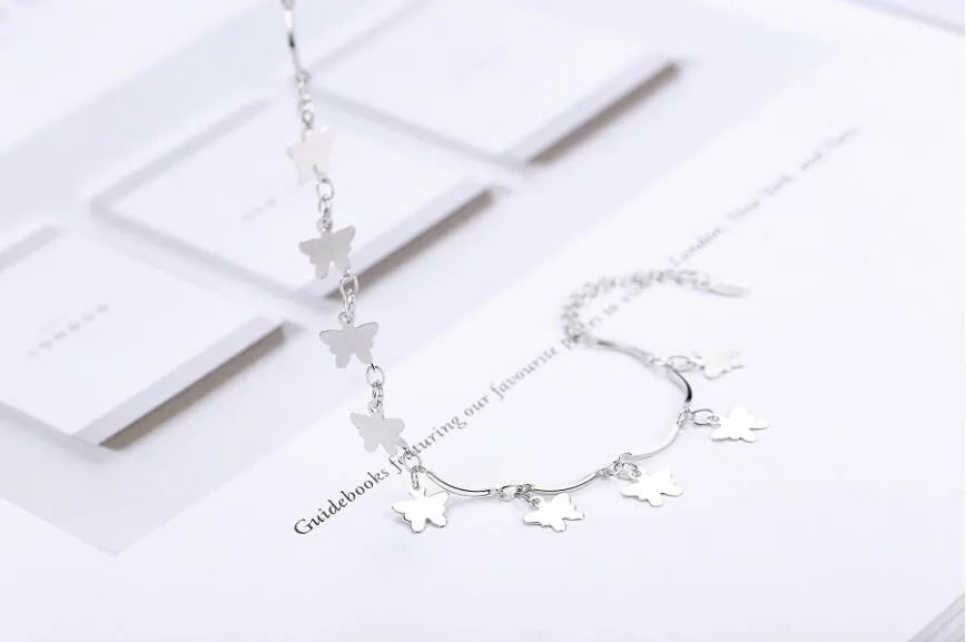 925 Sterling Silver Animal Bracelets & Bangles For Women Sterling-silver-jewelry Lovely Butterfly Bracelet pulseira S-B112