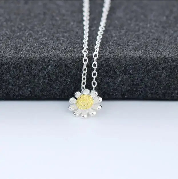 Free Shipping 925 Sterling Silver Pendants&necklaces Daisy Flower Necklace Jewelry Collar Colar De Plata