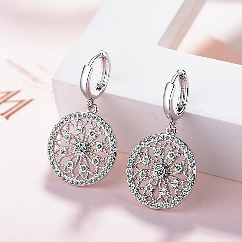 Original Creative Real 925 Sterling Silver Dreamcatcher Round Stud Earrings For Women Fashion Silver 925 Jewelry Gift E630