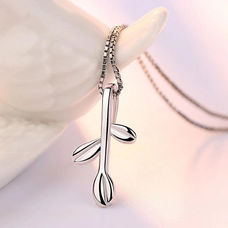 925 Sterling Silver Three Leaves Pendant Necklace For Women Gift 45cm Link Chain choker collares kolye S-N108