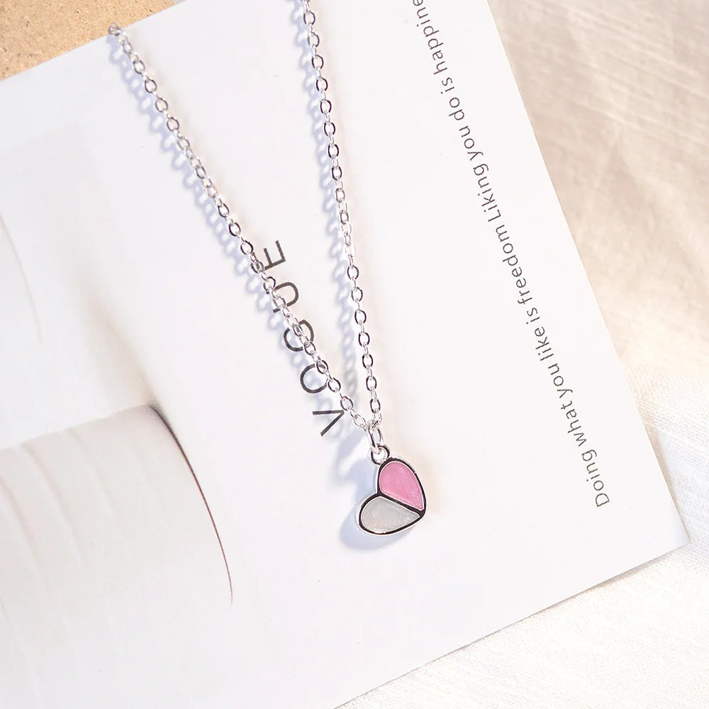 925 Sterling Silver Necklace Ice Cream Heart Chain Necklace For Women Girl collares choker Good Friend Gift S-N225