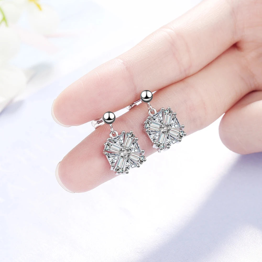 925 Sterling Silver Earrings Vintage Style Square Cubic Zirconia Stone Wedding Earrings Fine Jewelry Gift for Women(EA102021)