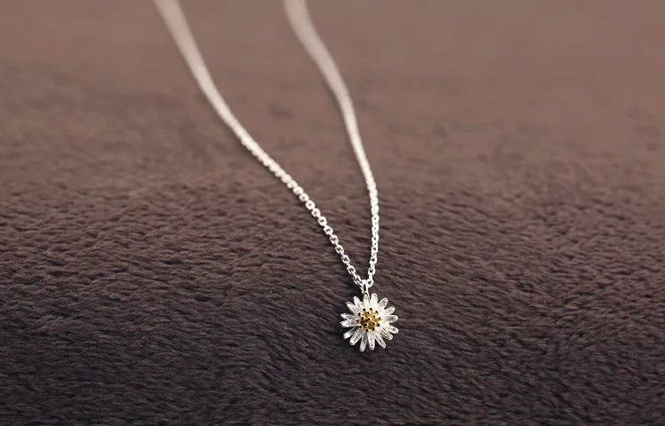 925 Sterling Silver Pendants&necklaces Daisy Necklace Jewelry Collar Colar De Plata 2019 New Free Shipping Wedding Birthday Gift