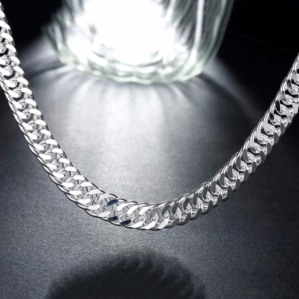 High Quality 10mm 20'' 50cm Men Necklace 925 Silver Link Chain Necklaces For Male Jewelry Party Gift