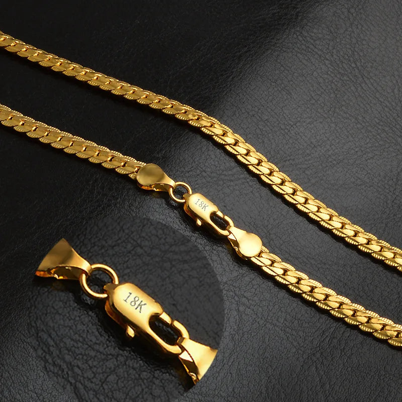Necklace 5mm Men Jewelry Full Sideways Golden Wholesale New Fashion Women Link Chain Necklace For Wedding Party
