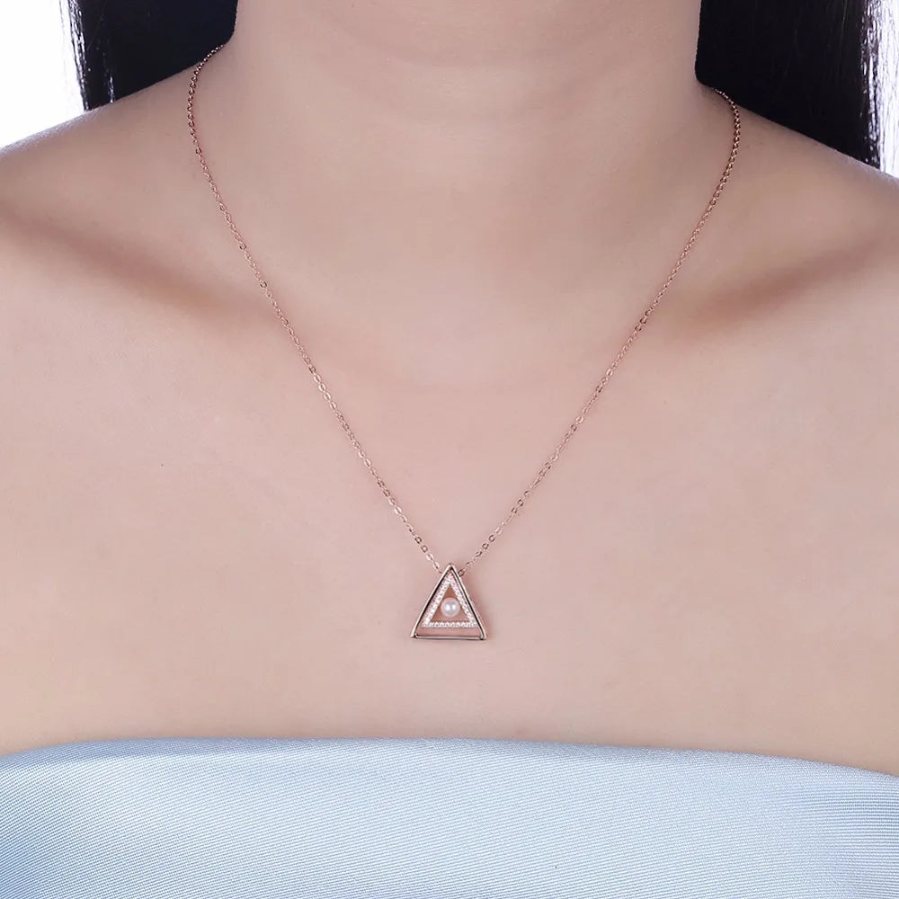Lekani Real. 925 Sterling Silver Jewelry Open Triangle Pendants /necklace Geometric Jewelry Sterling-silver-jewelry