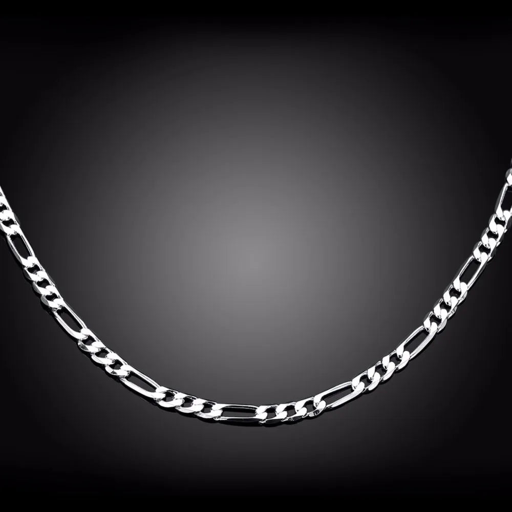 40-75cm Slim 925 stamp silver color 4mm Figaro Chain Necklace Women Girl Boy Kids Italy Jewelry Kolye Collares Sieraden Colier