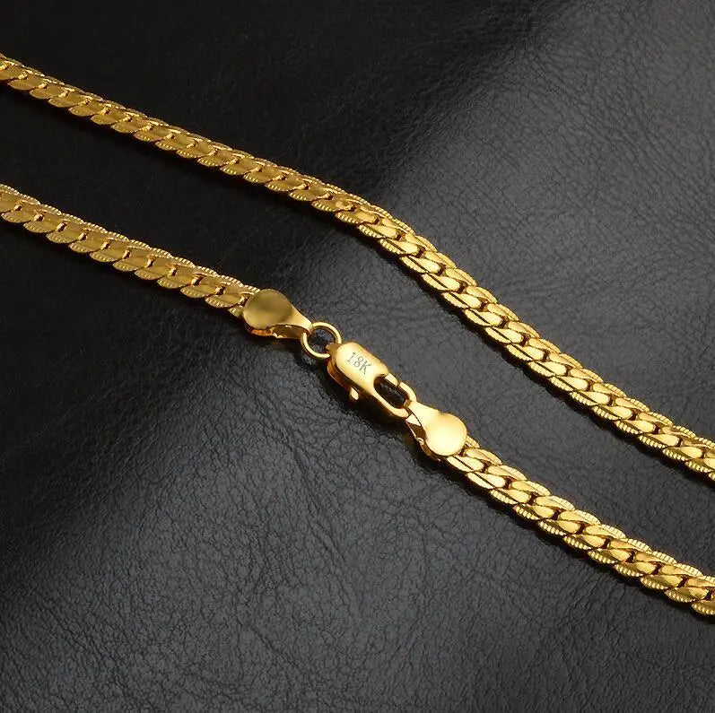 Necklace 5mm Men Jewelry Full Sideways Golden Wholesale New Fashion Women Link Chain Necklace For Wedding Party