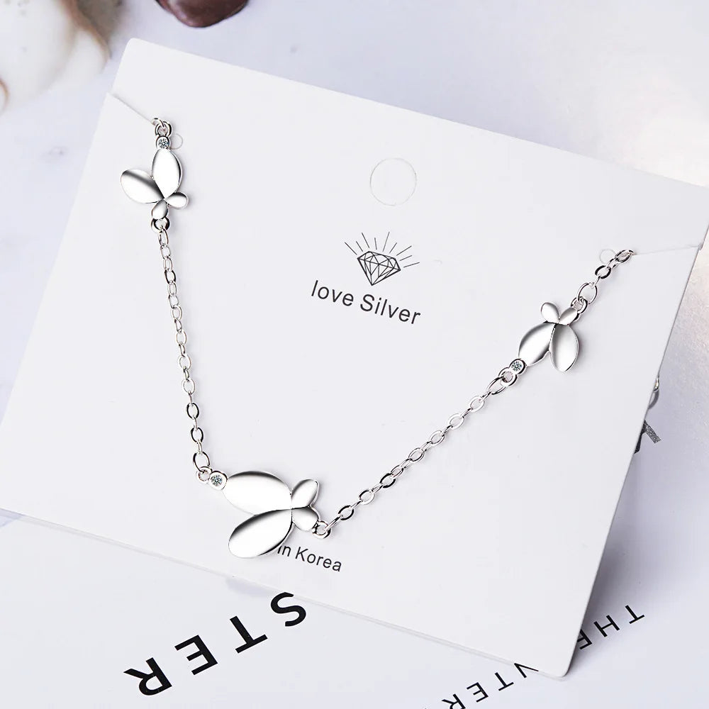 New Fashion Personality Insect 925 Sterling Silver Jewelry Sweet Butterfly Temperament Crystal Bracelets SB157