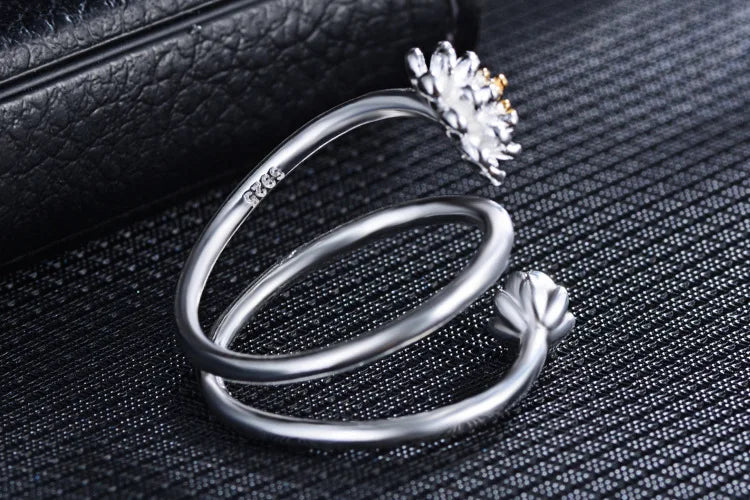 New Arrivals 925 Sterling Silver Rings Lotus Flower Rings Fine Jewelry For Women Ring Wedding Party Birthday Top Quality