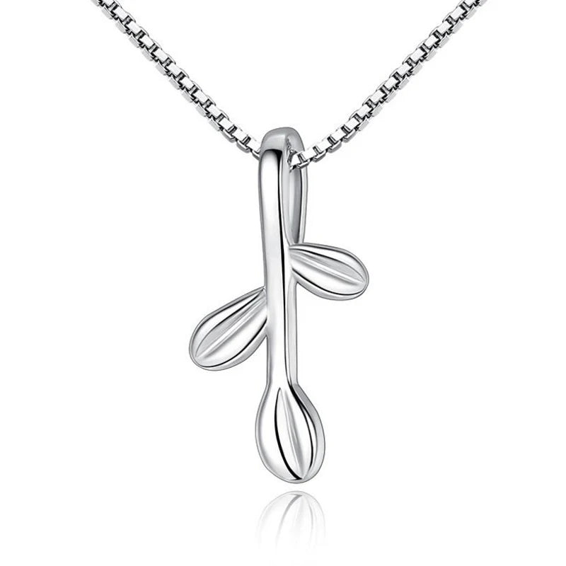 925 Sterling Silver Three Leaves Pendant Necklace For Women Gift 45cm Link Chain choker collares kolye S-N108