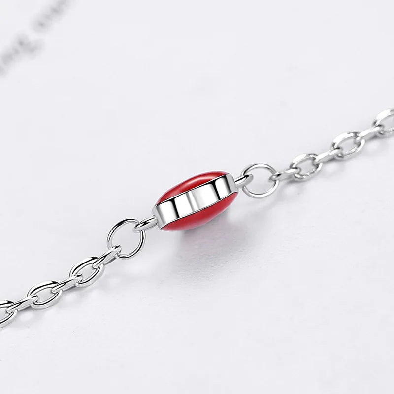 925 sterling silver anklet halhal on foot leg Korean fashion red love ankle peach heart Bracelet for women cute jewelry