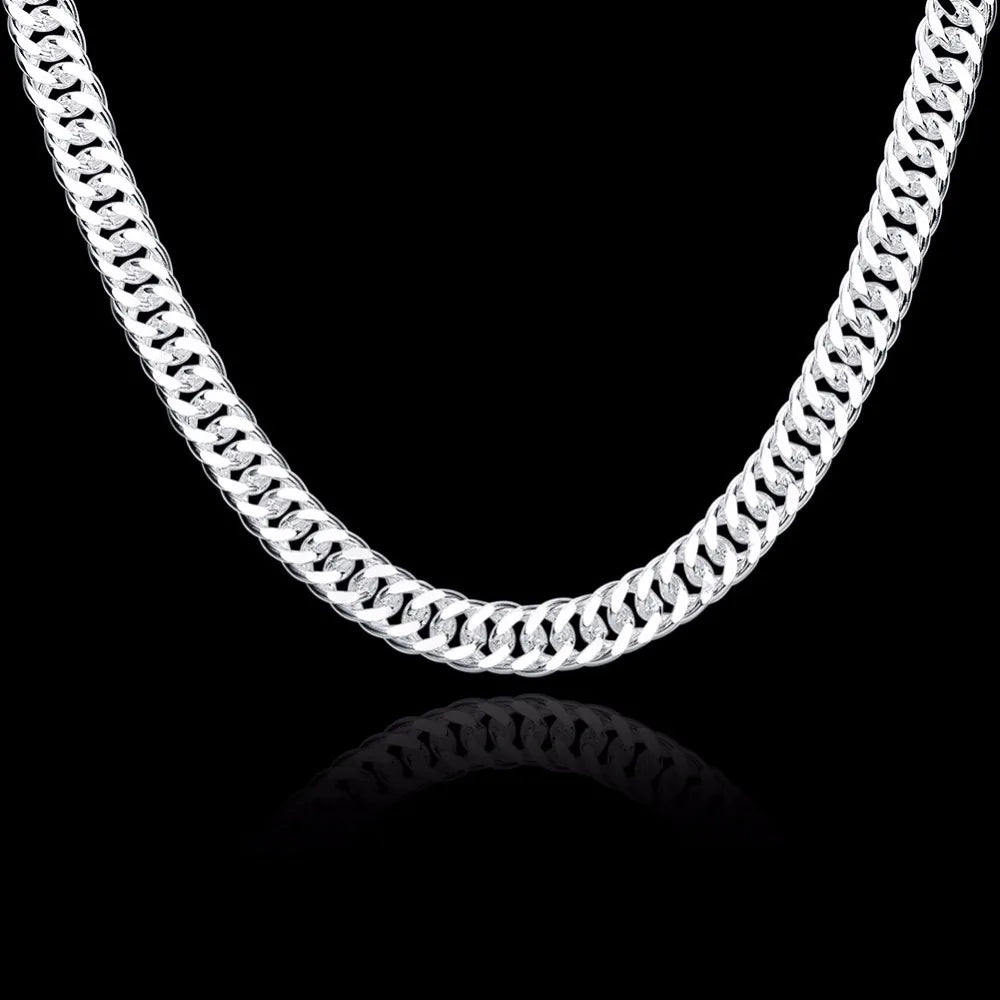 High Quality 10mm 20'' 50cm Men Necklace 925 Silver Link Chain Necklaces For Male Jewelry Party Gift