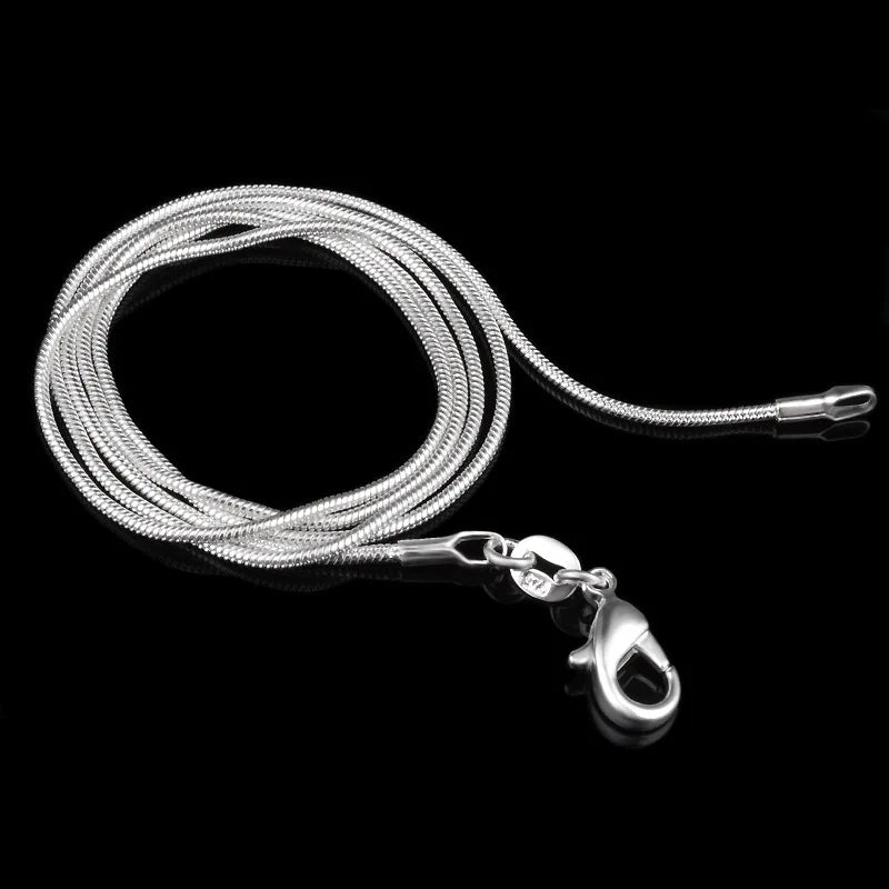 Long 16-28inch (40-80cm) 100% Authentic Solid 925 stamp silver color Chokers Necklaces 1mm Snake Chains Necklace For Women