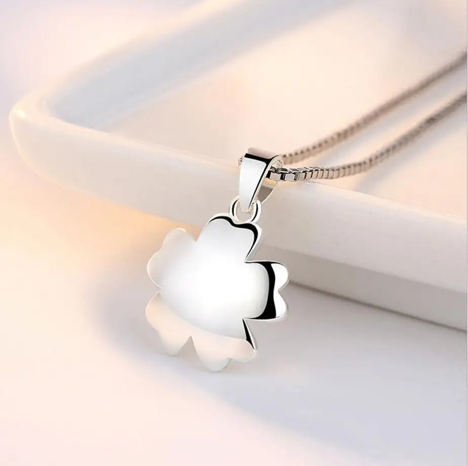 Simple Cherry blossoms Flower Pendant Neckace For Women 925 Sterling Silver Necklace choker de prata Gift 45cm Link Chain S-N122