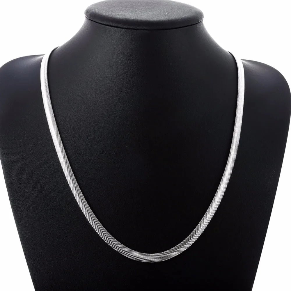 2019 Fashion Hot Sale Punk Collar Necklace 925 Silver Simple Design Clavicle Flat Snake Chains Necklace For Women Jewelry