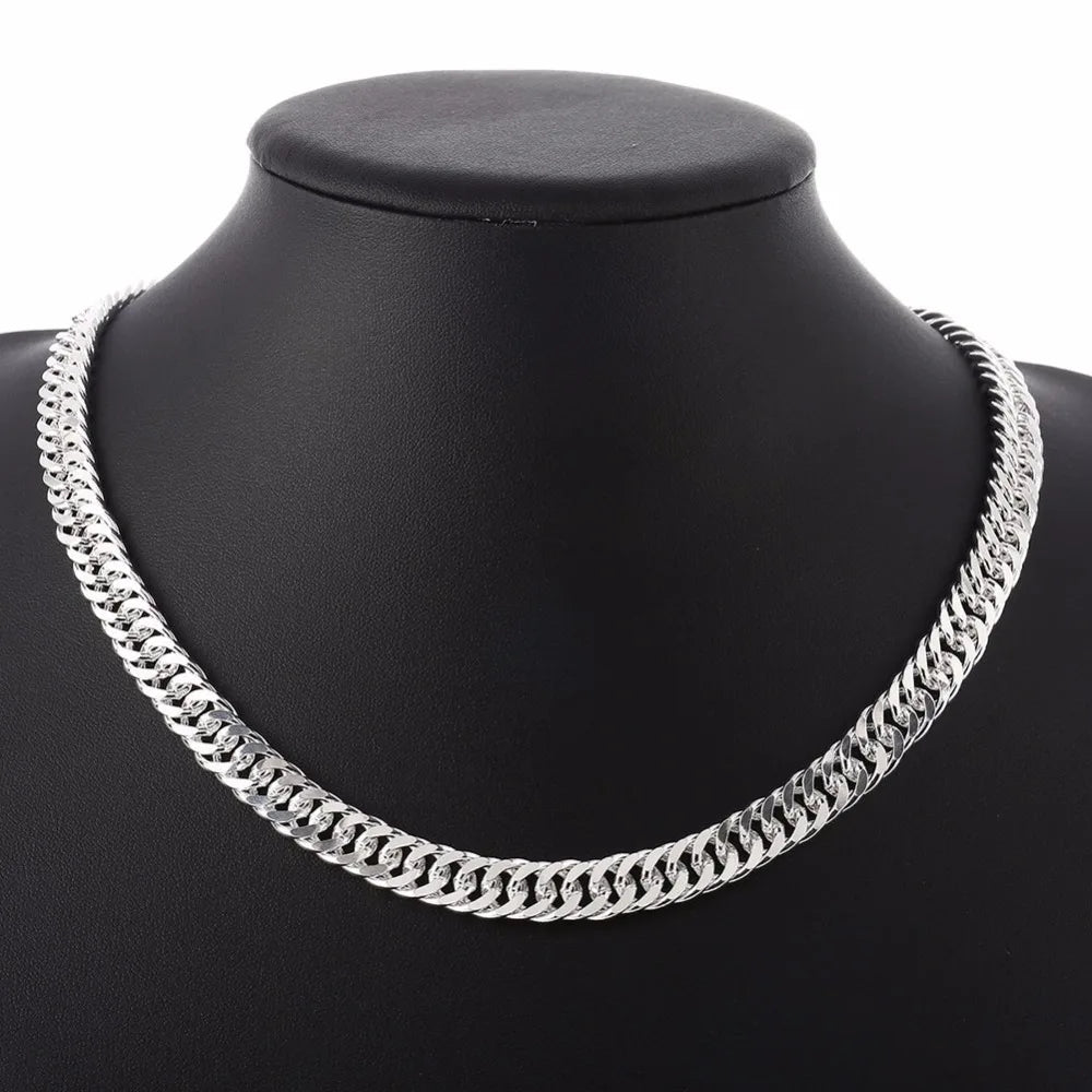 High Quality 10mm 20'' 50cm Men Necklace 925 Silver Link Chain Necklaces For Male Jewelry Party Gift