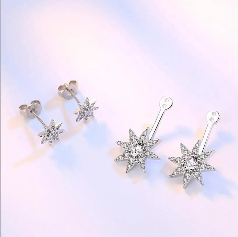 Newest Fashion 925 silver needle Sparkling Crystal Zirconia Starlight Piercing Stud Earrings For Women brincos S-E216